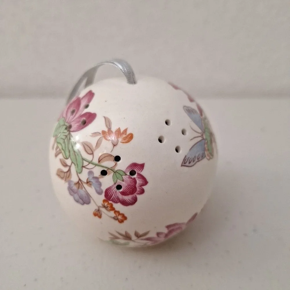 Vtg Japan Pomanders Butterfly Flower Sachet Potpourri Holder Ornament Ceramic